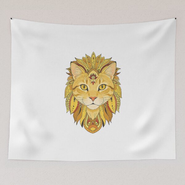 Item preview, Sacred Geometry Cat | Intricate Boho Feline Illustration designed and sold by ZafranOnline.