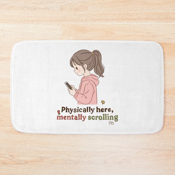 Item preview, Physically Here Mentally Scrolling Funny Anime Girl Art designed and sold by EverydayAssemb.