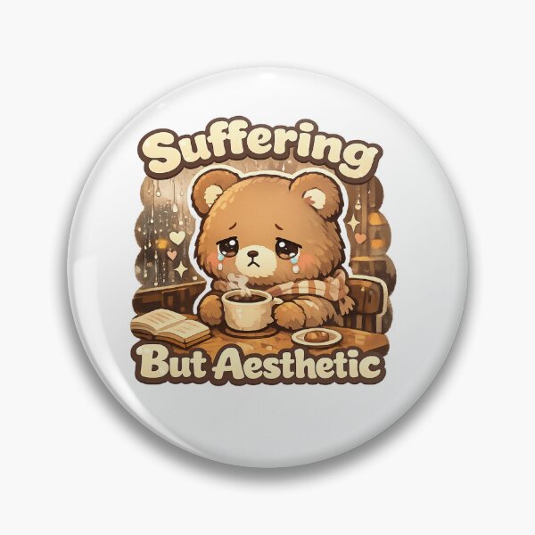 Item preview, Sad Cafe Bear Sticker Kawaii Cozy Meme Aesthetic for Introverts & Coffee Lovers designed and sold by CutePrintCorner.