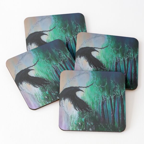 Item preview, Flying Crow in Misty Emerald Woods designed and sold by ArtistsAtticWI.