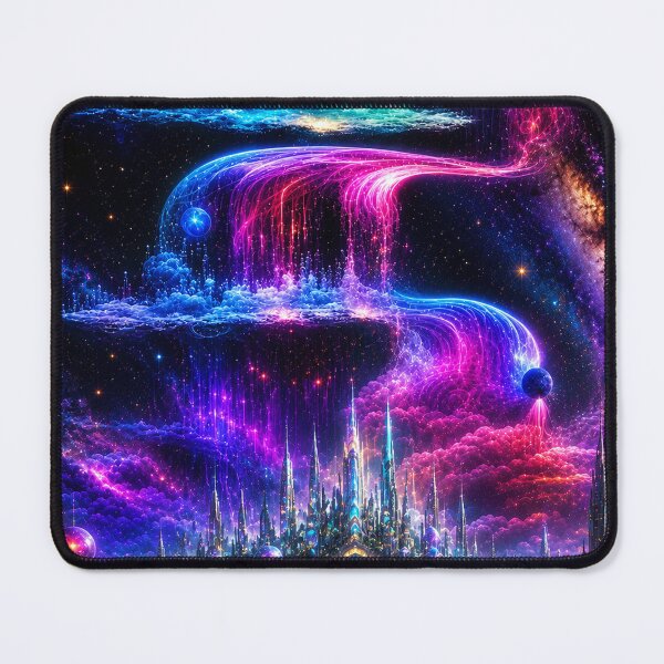 Item preview, Colorful waterfall over a futuristic city designed and sold by cloude-vigal.