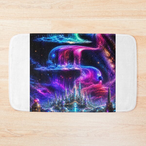 Item preview, Colorful waterfall over a futuristic city designed and sold by cloude-vigal.