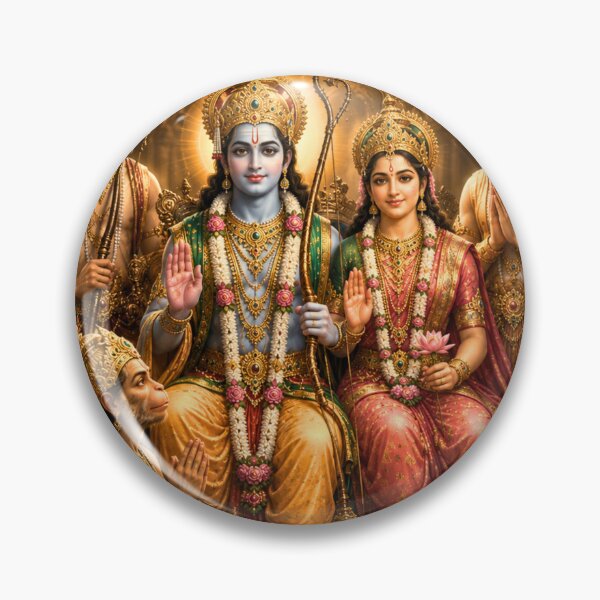 Item preview, Ram Navami Ram Darbar Royal Portrait Wall Art | Sita Ram Lakshman Hanuman | Premium Hindu Canvas Print designed and sold by Homyar.