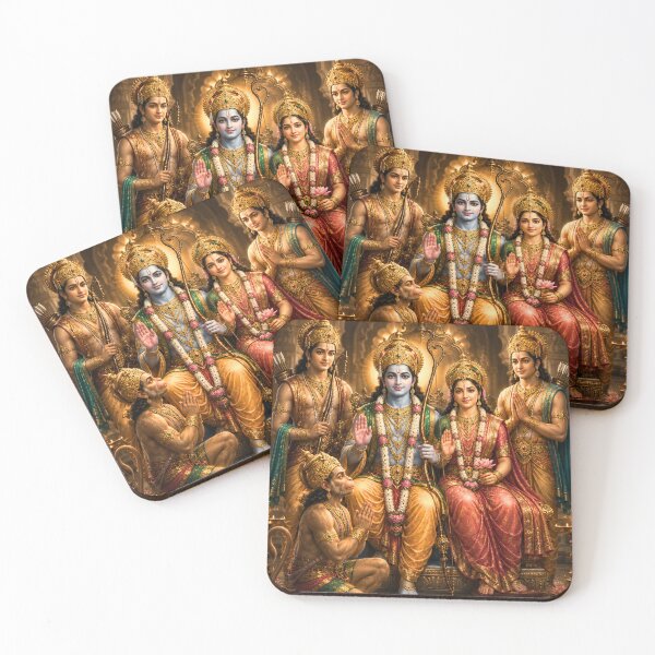 Item preview, Ram Navami Ram Darbar Royal Portrait Wall Art | Sita Ram Lakshman Hanuman | Premium Hindu Canvas Print designed and sold by Homyar.