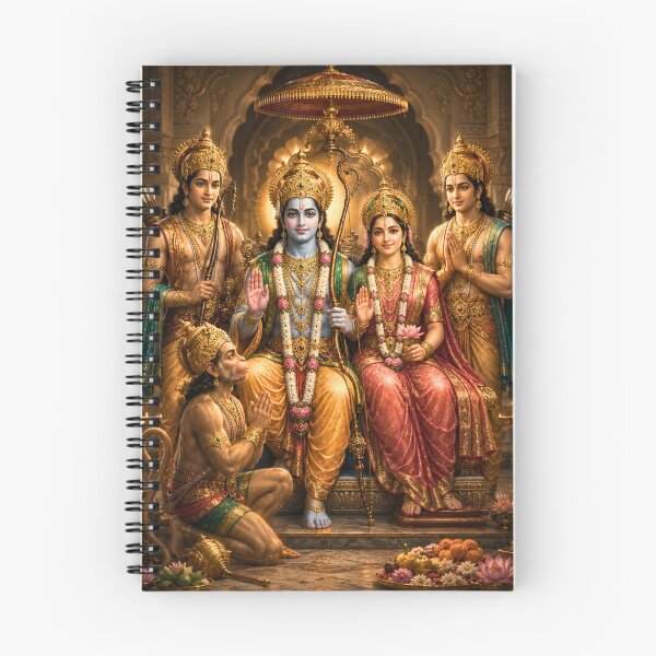 Item preview, Ram Navami Ram Darbar Royal Portrait Wall Art | Sita Ram Lakshman Hanuman | Premium Hindu Canvas Print designed and sold by Homyar.