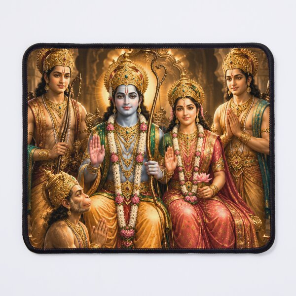 Item preview, Ram Navami Ram Darbar Royal Portrait Wall Art | Sita Ram Lakshman Hanuman | Premium Hindu Canvas Print designed and sold by Homyar.