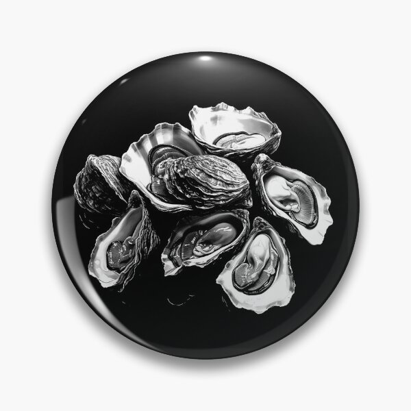 Item preview, Black and White Oyster Shells Seafood Coastal Art designed and sold by inkoutninja.