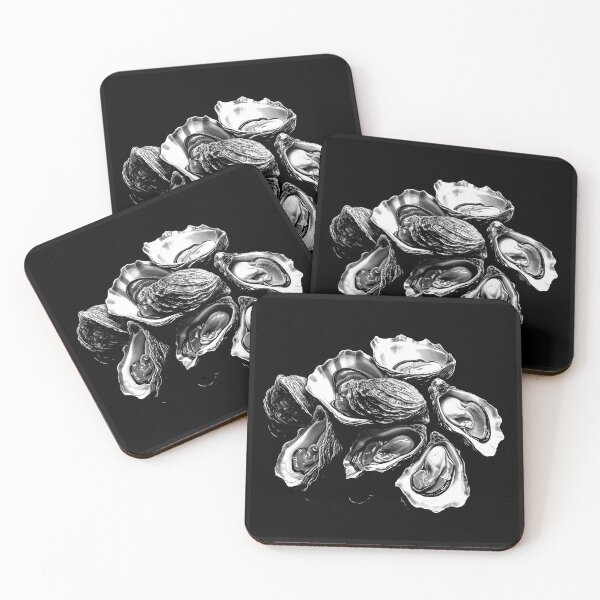 Item preview, Black and White Oyster Shells Seafood Coastal Art designed and sold by inkoutninja.