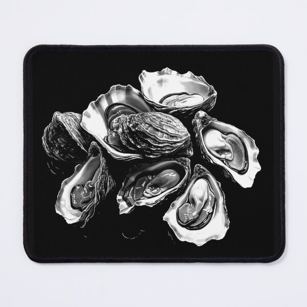 Item preview, Black and White Oyster Shells Seafood Coastal Art designed and sold by inkoutninja.