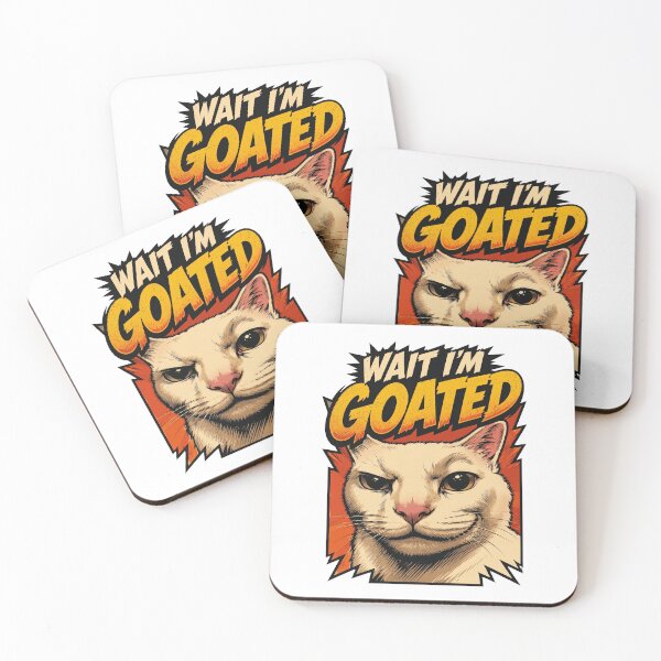 Item preview, Wait Im Goated Smug White Cat Vintage Comic Meme designed and sold by Vermanartist.