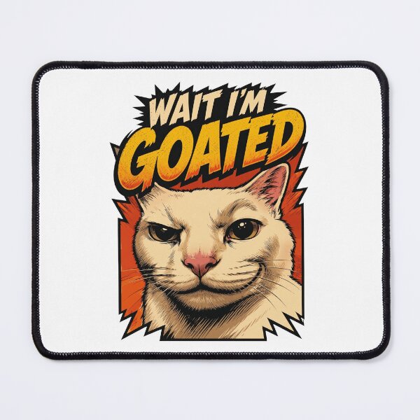 Item preview, Wait Im Goated Smug White Cat Vintage Comic Meme designed and sold by Vermanartist.