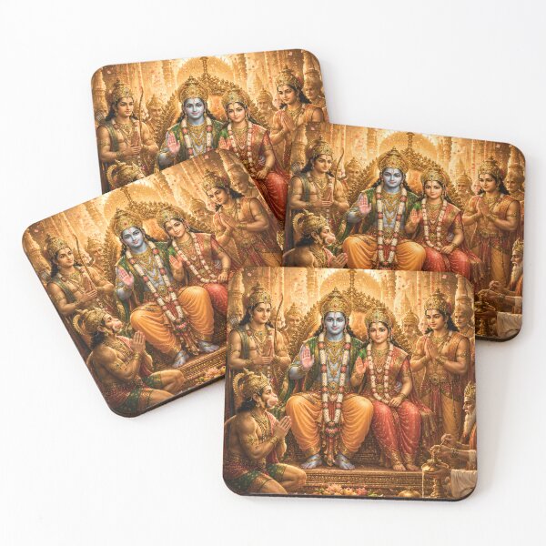 Item preview, Ram Navami Lord Ram Coronation Wall Art | Ayodhya Pattabhishekam Artwork | Premium Hindu Canvas Print designed and sold by Homyar.