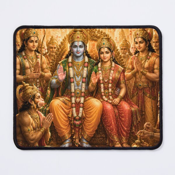 Item preview, Ram Navami Lord Ram Coronation Wall Art | Ayodhya Pattabhishekam Artwork | Premium Hindu Canvas Print designed and sold by Homyar.