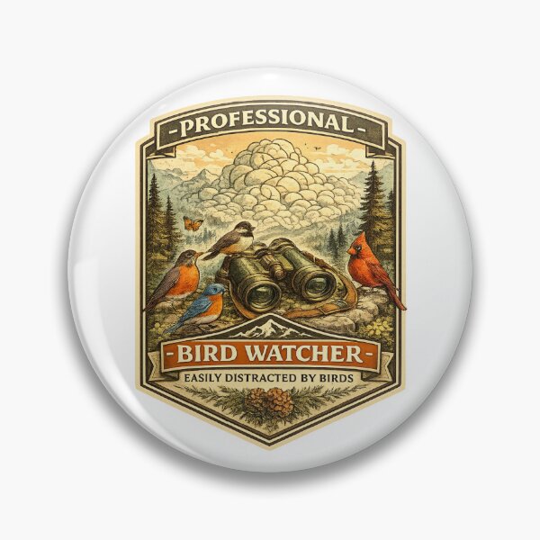 Item preview, Professional Bird Watcher | Easily Distracted by Birds | Vintage Birding Badge Design designed and sold by MrDev.