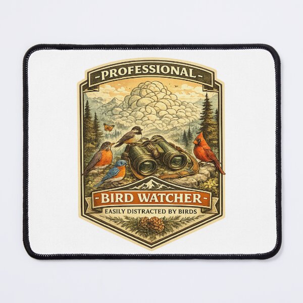 Item preview, Professional Bird Watcher | Easily Distracted by Birds | Vintage Birding Badge Design designed and sold by MrDev.