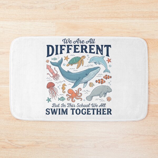 Item preview, We Are All Different But In This School We All Swim Together Ocean Animals designed and sold by Groovy Looks.