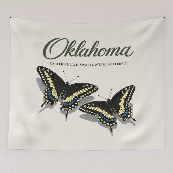 Item preview, Oklahoma Eastern Black Swallowtail Butterfly Retro Poster designed and sold by The-Drip-Studio.