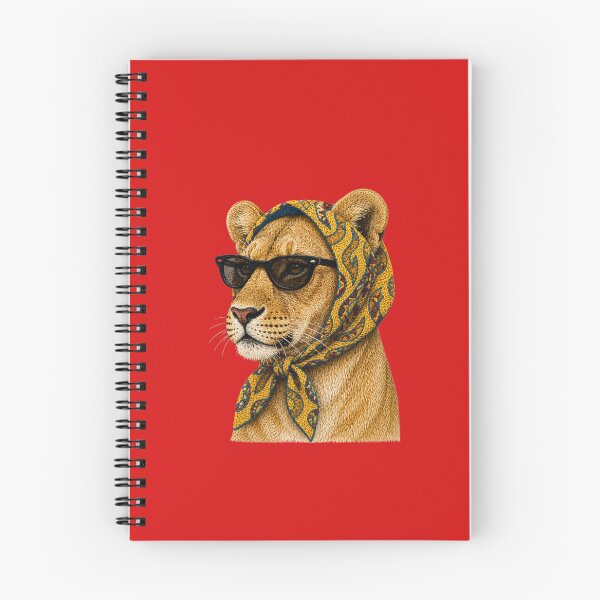 Item preview, Fashion Lioness Embroidery Art, Lioness with Sunglasses, Vintage Headscarf Animal Portrait designed and sold by ColorSplash123.