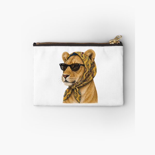 Item preview, Fashion Lioness Embroidery Art, Lioness with Sunglasses, Vintage Headscarf Animal Portrait designed and sold by ColorSplash123.
