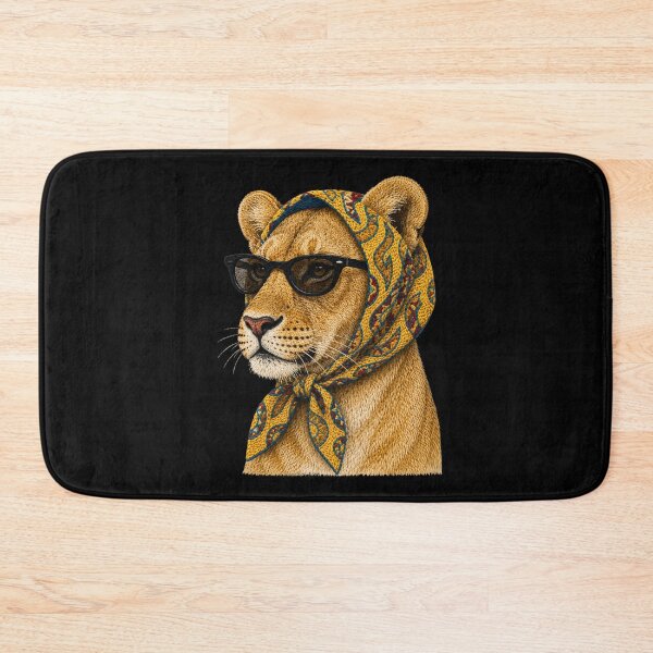 Item preview, Fashion Lioness Embroidery Art, Lioness with Sunglasses, Vintage Headscarf Animal Portrait designed and sold by ColorSplash123.