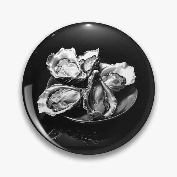 Item preview, Black and White Oysters on Plate Seafood Coastal Art designed and sold by inkoutninja.