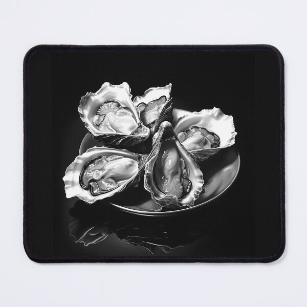 Item preview, Black and White Oysters on Plate Seafood Coastal Art designed and sold by inkoutninja.