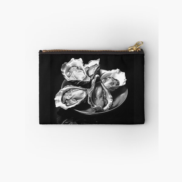 Item preview, Black and White Oysters on Plate Seafood Coastal Art designed and sold by inkoutninja.