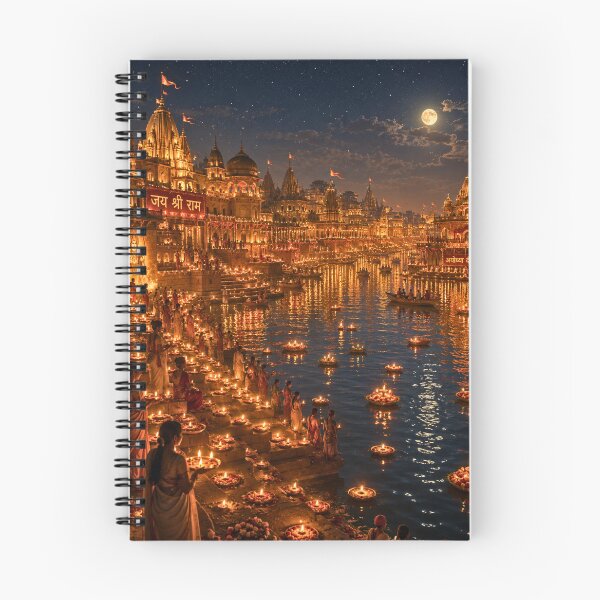 Item preview, Ram Navami Ayodhya Deepotsav Wall Art | Festival of Lights in Ayodhya | Premium Hindu Canvas Print designed and sold by Homyar.
