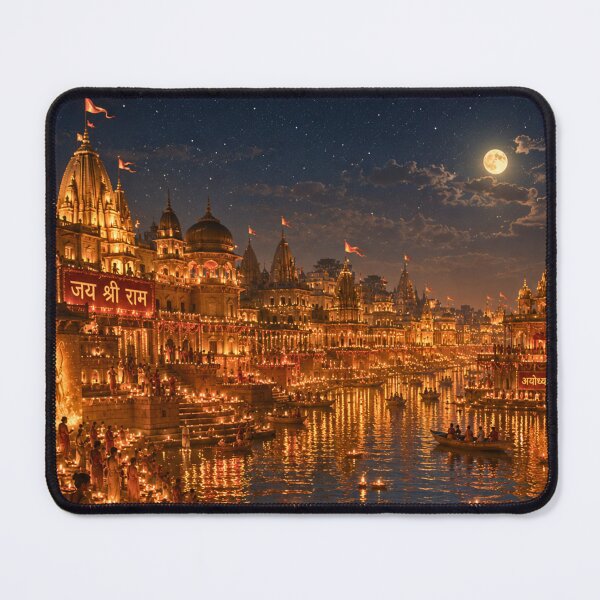 Item preview, Ram Navami Ayodhya Deepotsav Wall Art | Festival of Lights in Ayodhya | Premium Hindu Canvas Print designed and sold by Homyar.