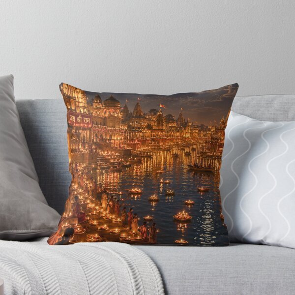 Item preview, Ram Navami Ayodhya Deepotsav Wall Art | Festival of Lights in Ayodhya | Premium Hindu Canvas Print designed and sold by Homyar.