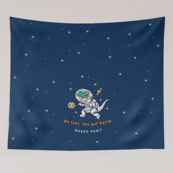 Item preview, Space Dino | Funny Astronaut T-Rex | We Left Happy Now designed and sold by 555Design.