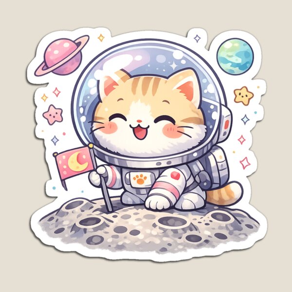 Item preview, Cute Cat Astronaut on the Moon Kawaii Digital Art designed and sold by ajamzbox.