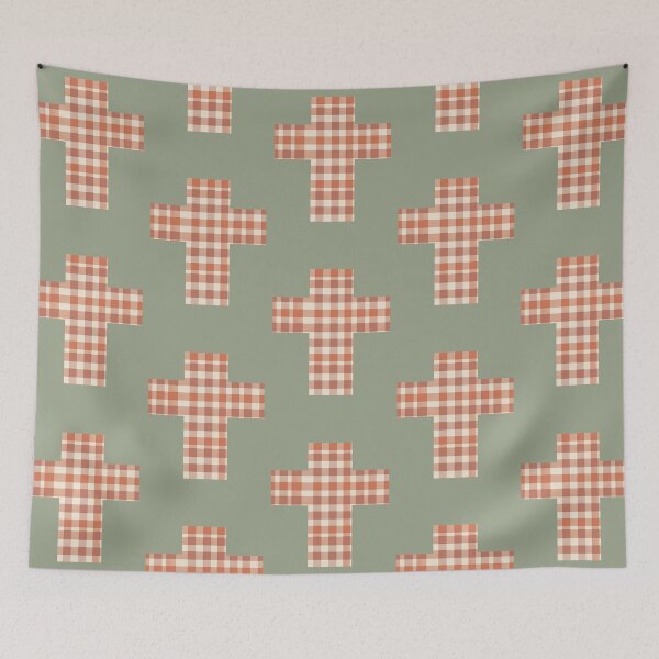 Item preview, Vintage Gingham Cross | Christian Faith Symbol designed and sold by Bound for Wonder.