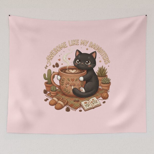 Item preview, Awesome Like My Daughters And Cats Cute Kawaii Cat Lover Funny Cozy Coffee Aesthetic Gift designed and sold by Im-Ara.