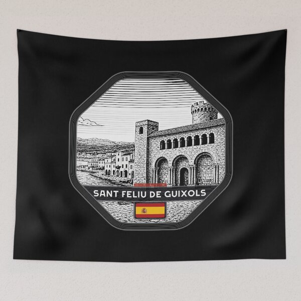 Item preview, Sant Feliu de Guixols Spain Linocut Style  designed and sold by Thistle-TShop.