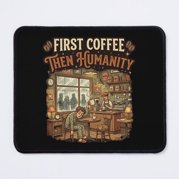 Item preview, First Coffee Then Humanity Funny Morning Coffee Lover Retro Cafe Humor Design designed and sold by Im-Ara.