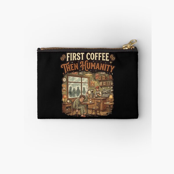Item preview, First Coffee Then Humanity Funny Morning Coffee Lover Retro Cafe Humor Design designed and sold by Im-Ara.