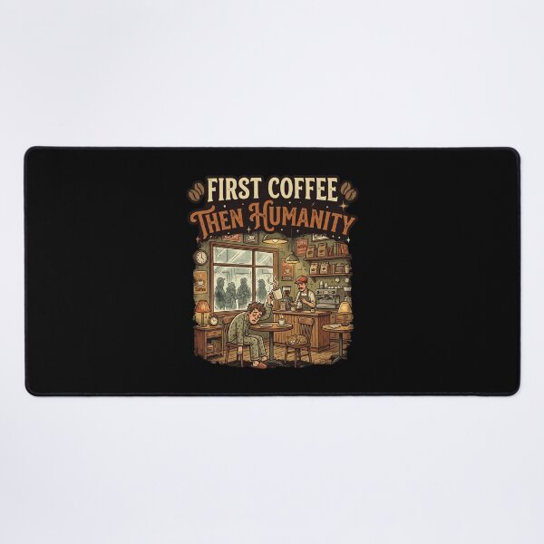Item preview, First Coffee Then Humanity Funny Morning Coffee Lover Retro Cafe Humor Design designed and sold by Im-Ara.