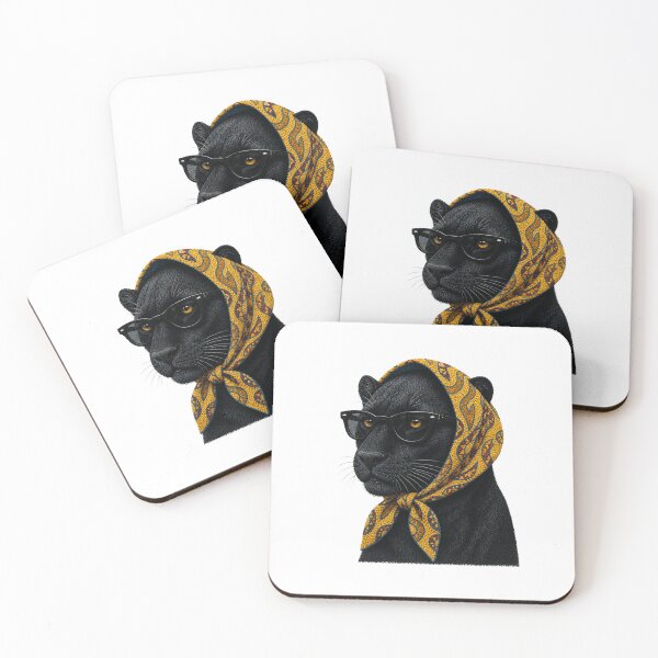 Item preview, Fashion Black Panther Embroidery Art, Panther with Sunglasses, Vintage Headscarf Animal Portrait designed and sold by ColorSplash123.
