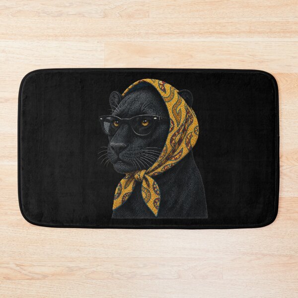Item preview, Fashion Black Panther Embroidery Art, Panther with Sunglasses, Vintage Headscarf Animal Portrait designed and sold by ColorSplash123.