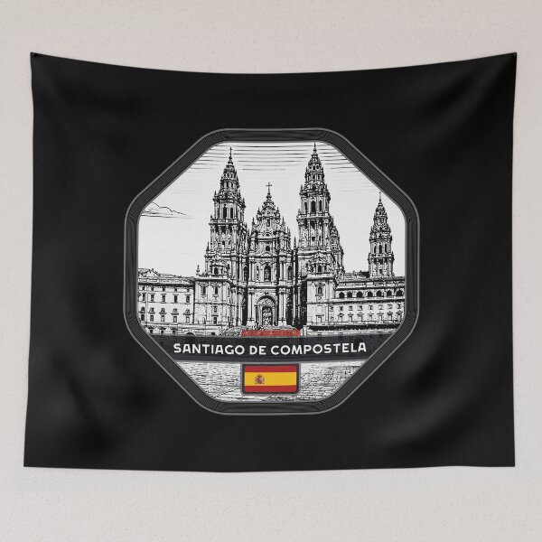 Item preview, Santiago de Compostela Spain Linocut Style  designed and sold by Thistle-TShop.