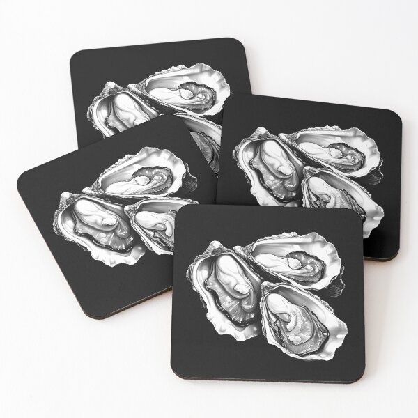 Item preview, Black and White Oyster Trio Seafood Coastal Art designed and sold by inkoutninja.