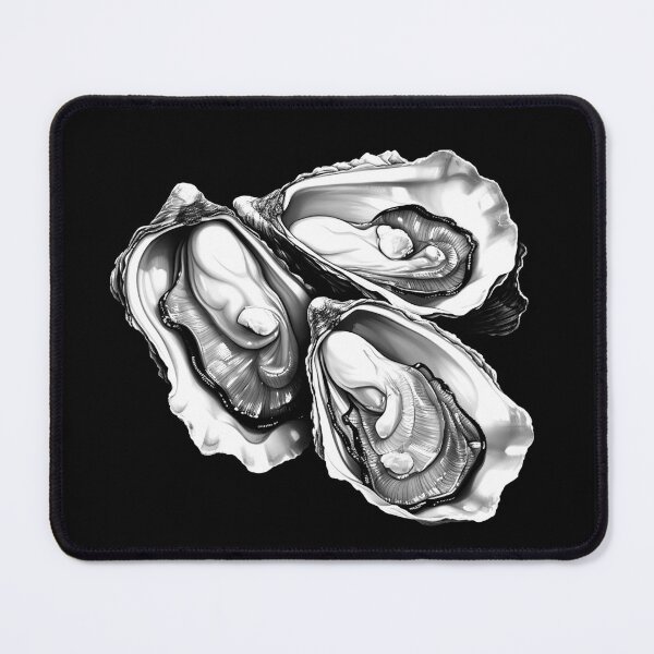Item preview, Black and White Oyster Trio Seafood Coastal Art designed and sold by inkoutninja.