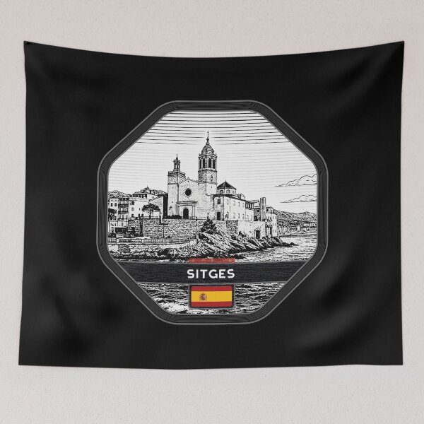Item preview, Sitges Spain Linocut Style  designed and sold by Thistle-TShop.
