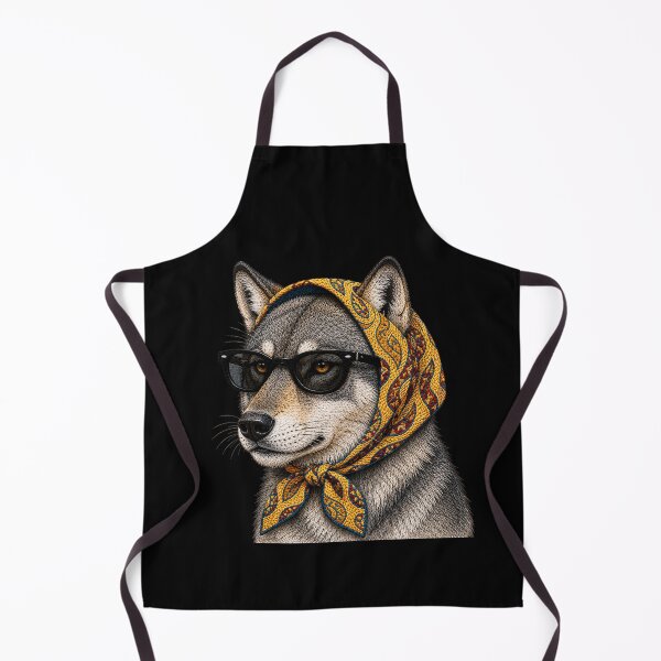 Item preview, Fashion Wolf Embroidery Art, Wolf with Sunglasses, Vintage Headscarf Animal Portrait designed and sold by ColorSplash123.