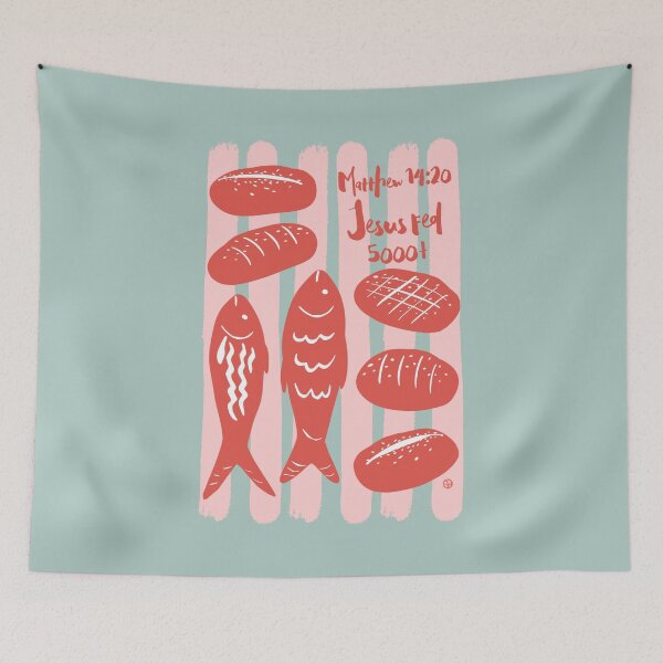 Item preview, Jesus Feeds 5000+ - 5 Loaves 2 Fish Biblical Illustration designed and sold by joyfultaylor.