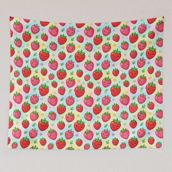 Item preview, Super Cute Kawaii Strawberries designed and sold by FunFitsFactory.