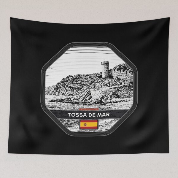 Item preview, Tossa de Mar Spain Linocut Style  designed and sold by Thistle-TShop.