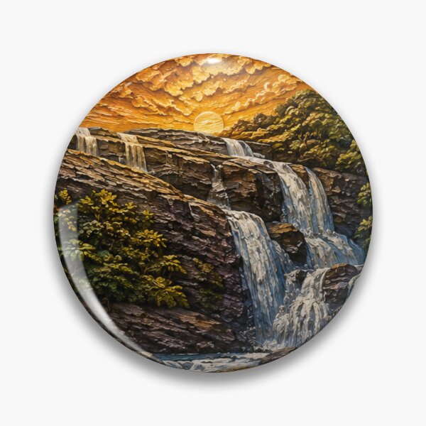 Item preview, Waterfall Sunset Forest Landscape Art Nature Design designed and sold by IGLCreative.