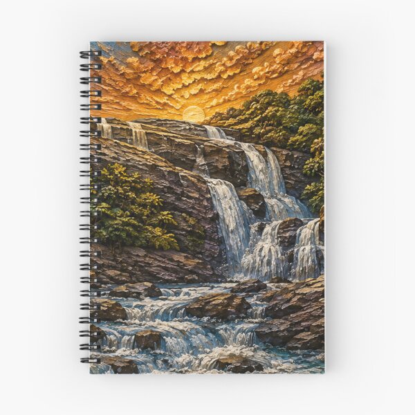 Item preview, Waterfall Sunset Forest Landscape Art Nature Design designed and sold by IGLCreative.